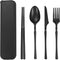 MaoMaoCha Reusable Travel Utensils Set with Case, Wheat Straw Portable Plastic Fork Spoon