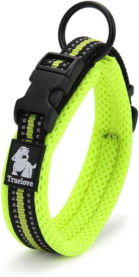 Creation Core Reflective Mesh Padded Dog Collar - Adjustable Nylon Outdoor Adventure Pet Collar, Green M