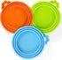 3 Pack Pet Food Can Covers, Universal Safe Silicone Lid Covers for Dog & Cat Food (green+blue+orange)