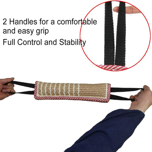 DGSL Dog Tug Toy, Tug of War Jute Bite Pillow with 2 Handles for Puppy Training, Fetch, K9 Suitable for Dogs
