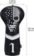 mytag Golf Skull Skeleton Head Cover, Black Leather Golf Club Headcovers Set for Driver, Fairway Wood