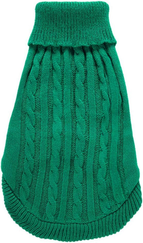 Dog Sweater - Warm Knitted Sweater for Small, Medium, Large Dogs, Cute Classic Coat for Girls and Boys (XXL, Green)