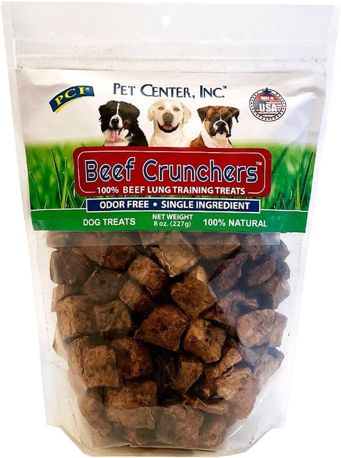 Pet Center, Inc Beef Crunchers - 100% Natural Beef Lung Training Treats for Dogs - Premium Quality, Made in the USA - 8