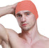 Swimming Swimming Cyan Swim Cap for Men,Fabric Cap,Elastic Men's Hat