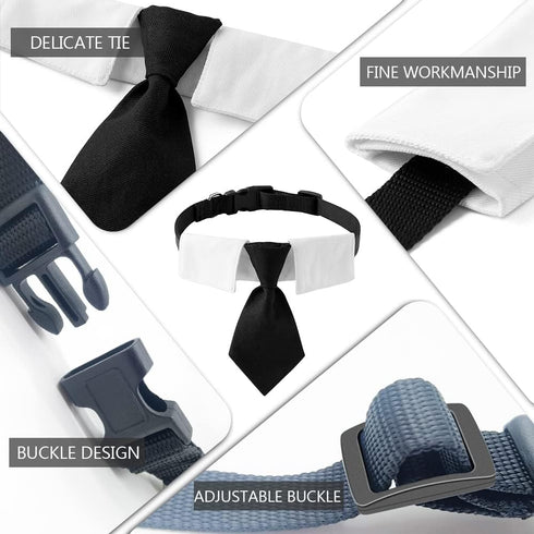 Dog Collar, Soft Polyester Dog Bow Tie with Metal Buckle for Large, Medium and Small Boys Cat Dog Tie (Medium, Blue/White)