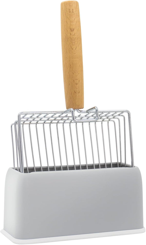 Stainless Steel Cat Litter Scoop with Holder Stand, Heavy Duty and Easy to Clean