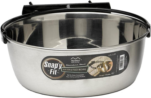 MidWest Homes for Pets Snap'y Fit Stainless Steel Food Bowl, 2 qt. for Dogs & Cats