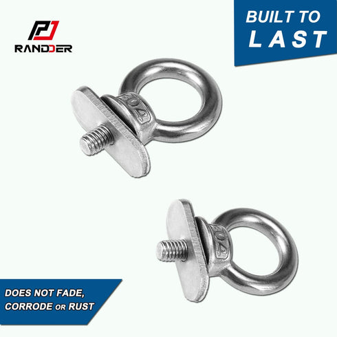Track Mount Kayak Tie Down Eyelet, 2 Packs Stainless Steel Eyelets with Washers & Nuts for Bungee Cord Rope Mounting