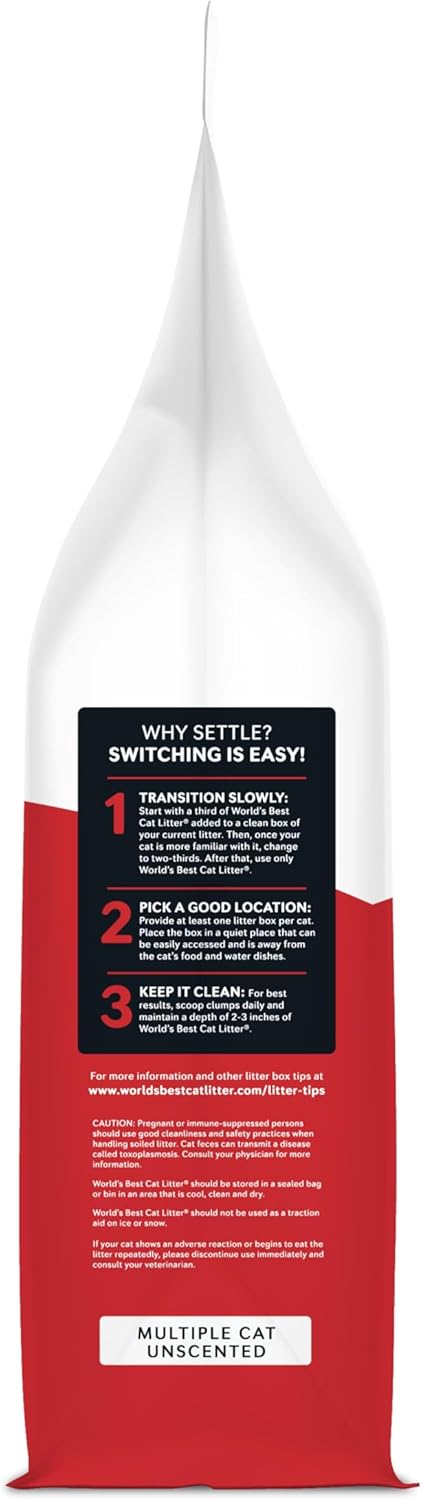 World's Best Cat Litter, 15-lbs, Multiple Cat Unscented, Natural Corn, Quick Clumping, Flushable, 99% Dust-Free,