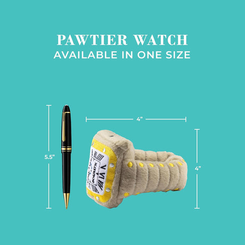 Haute Diggity Dog Pawtier Watch, Plush Designer Dog Toys with Interactive Squeaker, Machine-Washable