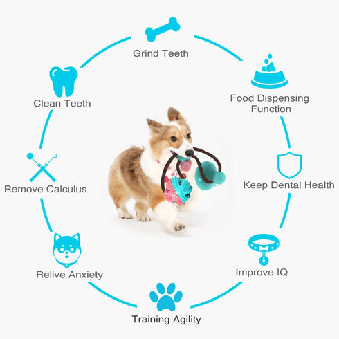 Guardians Dog Chew Toy with Suction Cup for Aggressive Chewers, Food Dispensing Ball for Small Medium Dogs