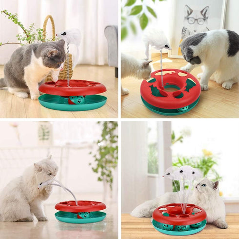 Cat Toys for Indoor Cats - Interactive Roller Tracks with Catnip Spring Pet Toy and Teaser Mouse