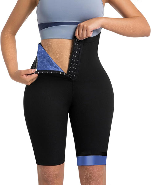 Sauna Sweat Shorts for Women Weight Loss Ribbed High Waisted Pants Waist