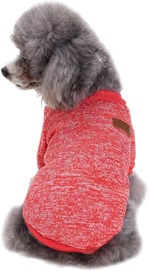Jecikelon Red Dog Sweater for Small Dogs XXS XS, Soft Winter Clothing Warm Outfit for Puppies, Cat Apparel