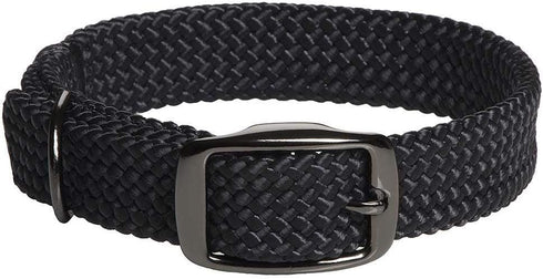 Mendota Pet Double Braid Collar, Black Metallic Dog Collar Made in The USA, 1 in x 24 in Standard