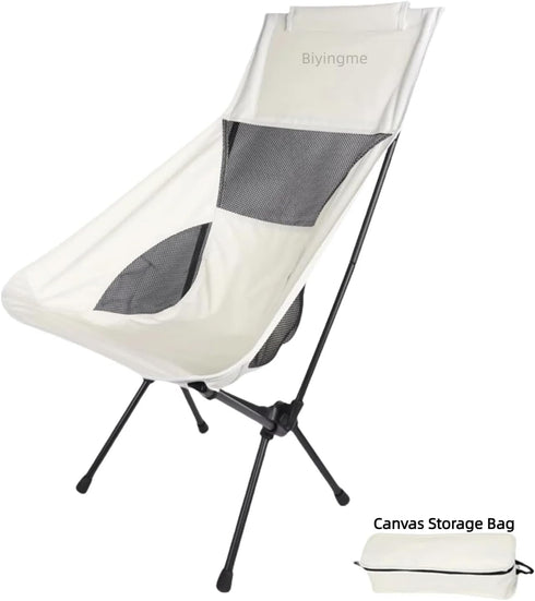 Generic 3.4lbs Folding Lawn Portable Chair, Heavy Duty Camping Chair for Adults, Compact Outdoor Folding Seat, White