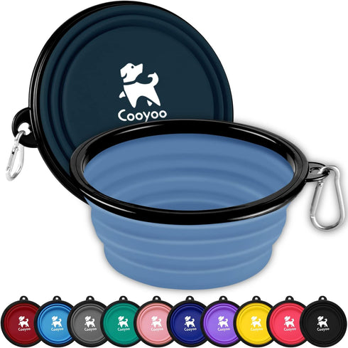 COOYOO Collapsible Dog Bowl, 2 Pack Portable Water Bowls for Cats Dogs with 2 Carabiners for Traveling