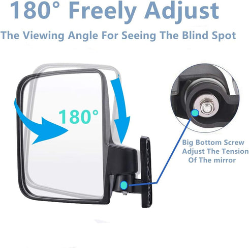 Panoramic Convex Golf Cart Mirror - Rear View Mirror for EZGO, Club Car, Yamaha Golf Carts