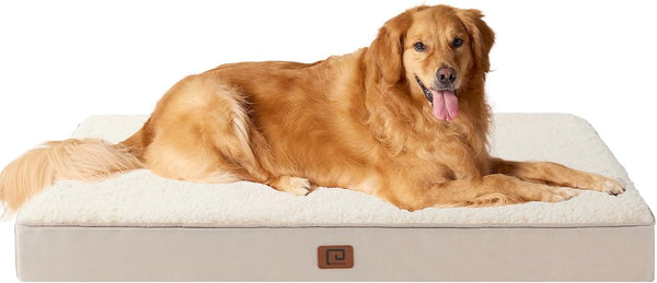 EHEYCIGA Orthopedic XL Dog Bed for Extra Large Dogs with Removable Washable Cover, Camel, 44x32
