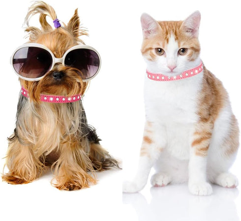 Puppy Collar and Leash with Bling Diamond, Sparkly Rhinestone Glitter Jewel Collars for XXS XS Small Medium Female