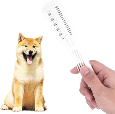 Pet Hair Cutting Tools, Grooming Razor Thinning Comb, Pet Hair Trimmer with 5 Blades for Dogs and Cats