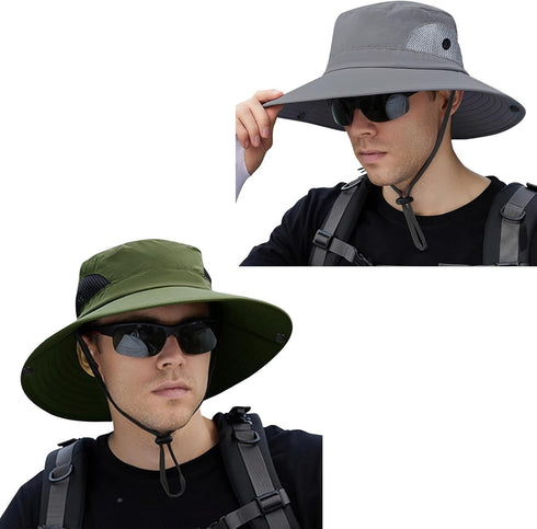 ZOORON Sun Hats for Men Women, Wide Brim Bucket Hats with UV Protection UPF50+ Waterproof for Fishing Hiking