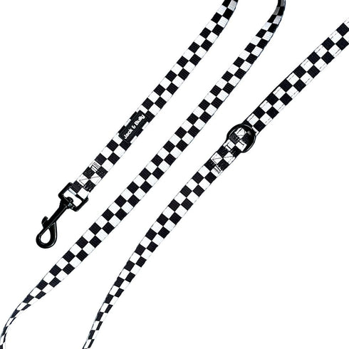 Jack & Bully Dog Leash - Heavy Duty Nylon with Padded Neoprene Handle, Durable Checkered 360° Swivel Clasp