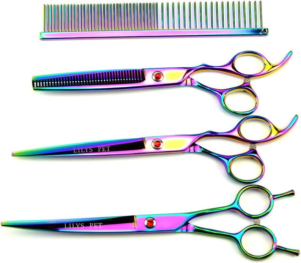 LILYS PET Professional PET Grooming scissors Kit,Coated Titanium,Sharp and Strong Stainless Steel