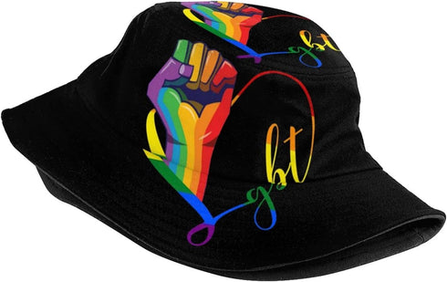 LGBT Gay Pride Bucket Hat Cute Fisherman Hat Rainbow Flag Bucket Hats Sun Hat for Fishing Hiking Camping