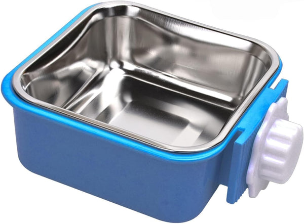 Pet Hanging Bowl for Crates - 2 in 1 Small Dog Bowl, Removable Stainless Bowl for Food and Water for Small Animals
