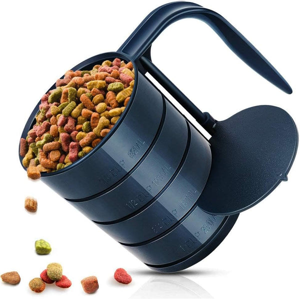 Dog Food Scoop, 4 Cup Measuring Scoop for Pets, Includes 1/4 C, 1/2 C, 3/4 C, 1 CUP for Dogs, Cats, and Birds
