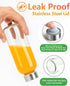 16 oz, 8 Pack Zukro Glass Water Bottles with Lids & Straw Reusable Juice Bottles With Stainless Steel Cap for Juicing