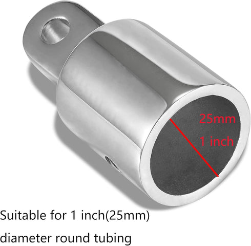 TINGZHIGO Bimini Top Eye End Cap for 1 inch (25mm) OD Round Tubing with L Shape Hex Allen Wrench (2 Packs)