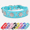 Rhinestone Flower Dog Collar - Sparkling Leather Pet Collar for Small and Medium Dogs (Blue M)