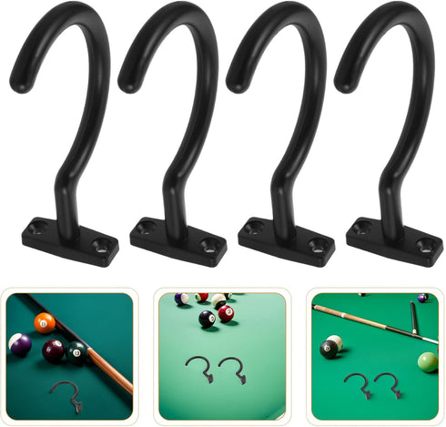 4pcs GANAZONO Billiard Cue Holder Hooks Metal Pool Table Side Rack Wear-resistant Snooker Pool Accessories Organizer