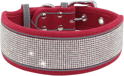 Rhinestone Dog Collar, Soft Comfortable Stylish Collar with Reflective Stripe, Adjustable Diamond Crystal for Small
