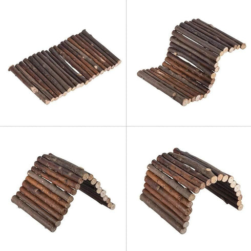 Hamiledyi Hamster Bridge, Rat Ladder Wooden Bridge Toy for Small Animals, Natural Hideout (Pack of 2)