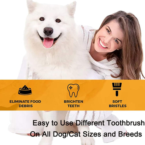 Zeyaa 10 Pack 2 3 5 Pack Pet Dog Toothbrush, Triple Head Pet Toothbrushes Double Head Tooth Brush Finger Rubber