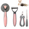 Pet Deshedding Brush Set, Double Sided Undercoat Rake for Dogs & Cats, Grooming Tool Kit with Nail Clippers (4Pack,