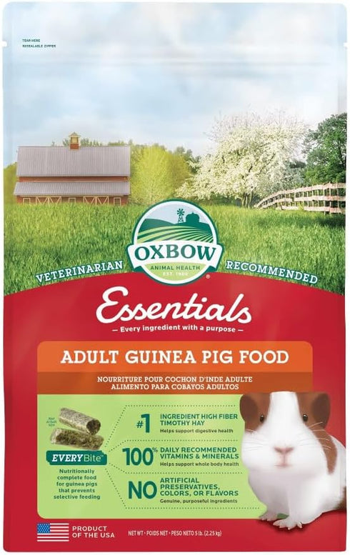 Oxbow Essentials Adult Guinea Pig Food - All Natural Pellets, Veterinarian Recommended, 5 lb