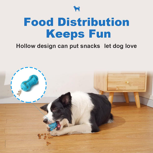 Dog Chew Toy for Teething Chewers,Tough Durable Natural Rubber Bone with Toothbrush,Indestructible for Aggressive