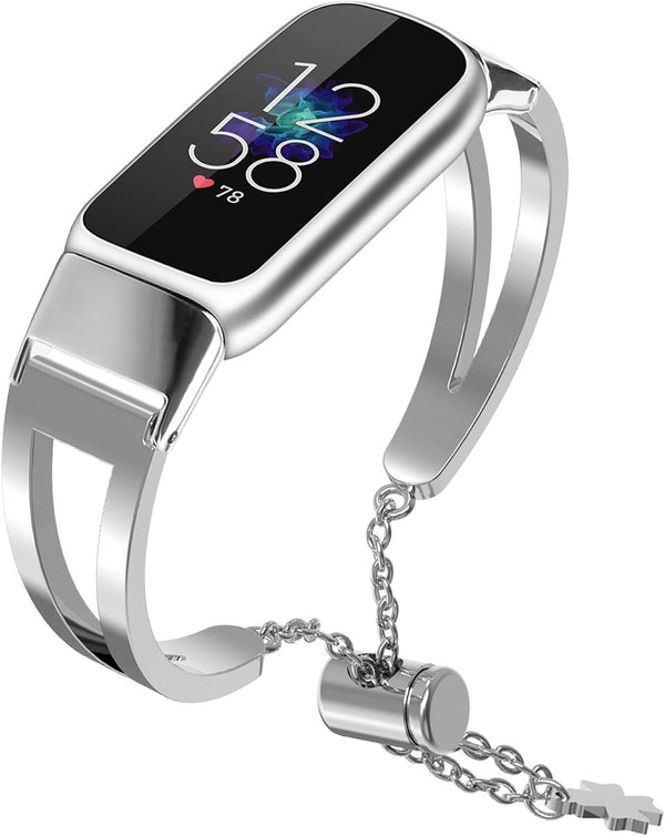 NINKI Metal Bracelet Band for Women, Compatible with Silver Fitbit Luxe, Adjustable Strap Ladies Jewelry Link Band