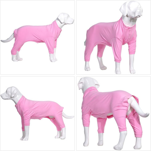 Lovelonglong Dog Pajamas - Lightweight Pure Cotton Jumpsuits for Large Medium Small Dogs, Stylish PJS, Pink S