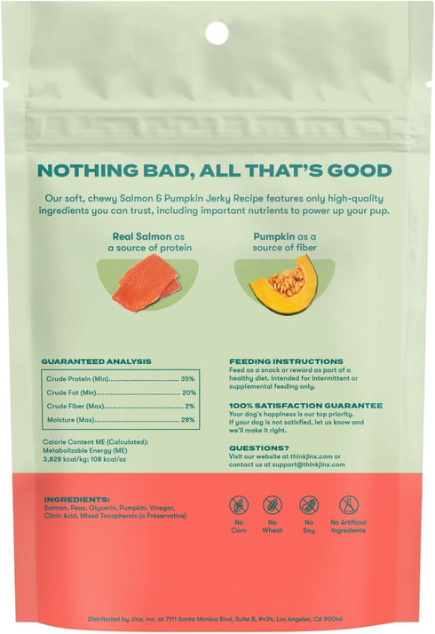 5oz Jinx Tenders Salmon Jerky Dog Treats, All-Natural Ingredients, Soft and Chewy, Low-Calorie, Slow-Smoked Salmon