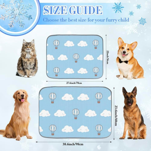imiBBWQu Summer Summer 27" 22" Dog Cooling Mat Hot Ballon Clouds White Blue Dog Coolling Mat Washable Pad Pet Cooling