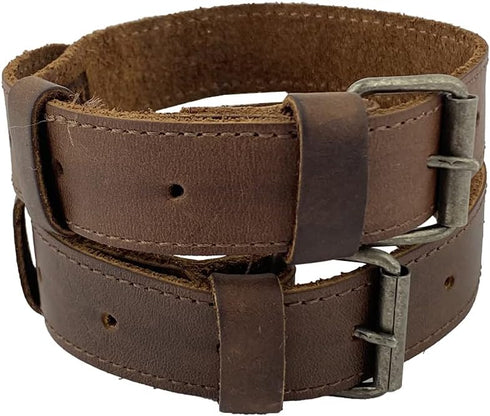 Hide & Drink Set of 2 Rustic Bicycle Ankle Bands - Adjustable Straps with Brass Metal Buckle, Handmade Leather