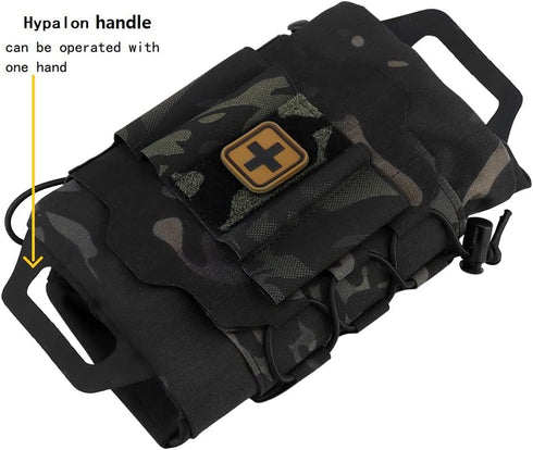 Tactical Military MOLLE Pouch, Rapid First-aid Belt Pouch, Survival Med Roll Carrier with Hypalon Handle