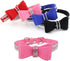 Small Dog Collar with Bowknot, Bling Crystal Rhinestone Adjustable Soft Puppy Cat Pet Collars, Pink Medium