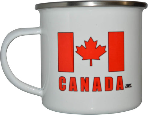 Rogue River Tactical Canadian Flag Camp Mug, Enamel Camping Coffee Cup Gift with Canada Maple Leaf