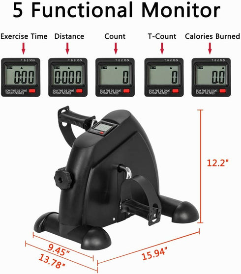 Byya W002K Mini Exercise Bike with Adjustable Resistance,LED Display,Portable Fitness Pedal Stationary Under Desk Foot